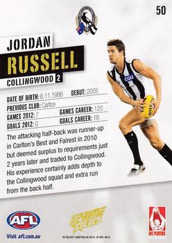 2013 Select Prime AFL #50 Jordan Russell Back